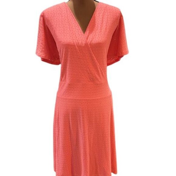 Lane Bryant Dresses & Skirts - Lane Bryant Faux Wrap Midi Dress with Deep-V and Ruffle Cap Sleeves